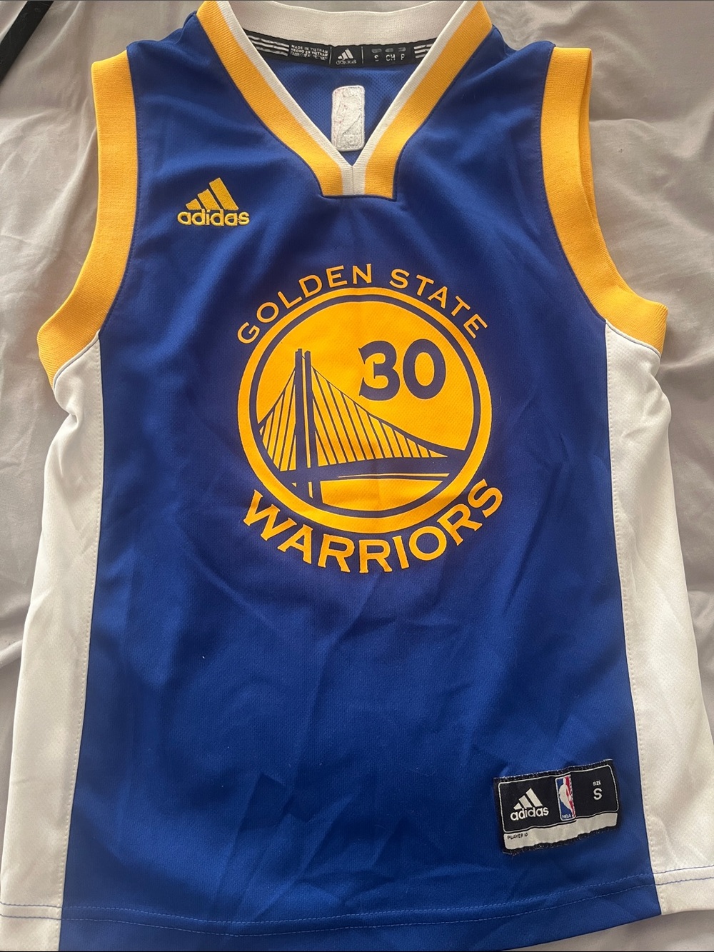 adidas Blue and Yellow Golden State Warriors #30 Jersey